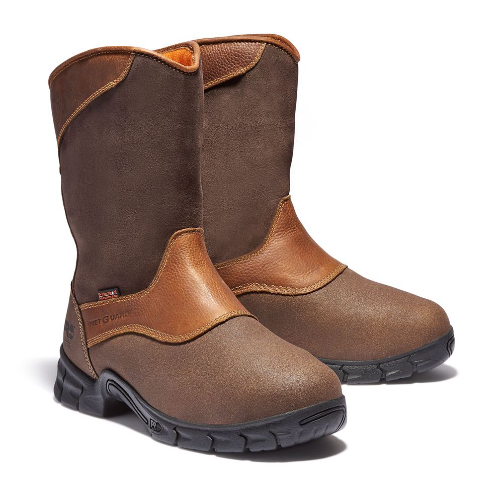 Timberland Pro Μποτακια Ανδρικα Καφε - Excave Wellington Met Guard Steel Toe - Greece 9314750-YX